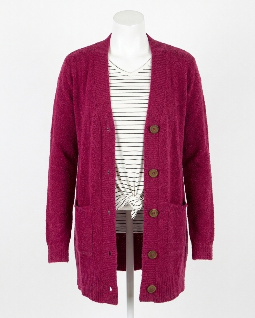 NEW GRACE AND LACE bambü button cardigan in raspberry